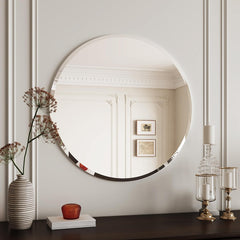 Frameless mirror with clean edges and a sleek minimalist design, perfect for modern interiors.