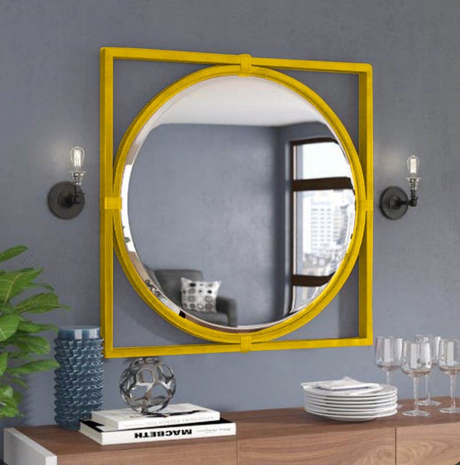 Wood Frame Round & Square Wall Mirror 18 Inch