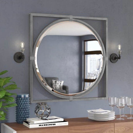 Wood Frame Round & Square Wall Mirror 18 Inch