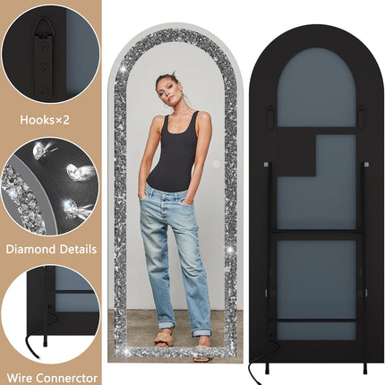 Alvy Full length Standing Floor Arch Crystal LED Mirror 2