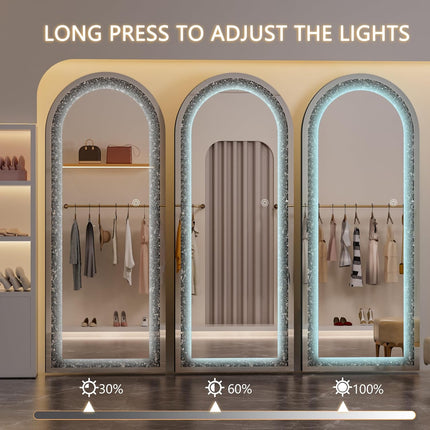Alvy Full length Standing Floor Arch Crystal LED Mirror 3