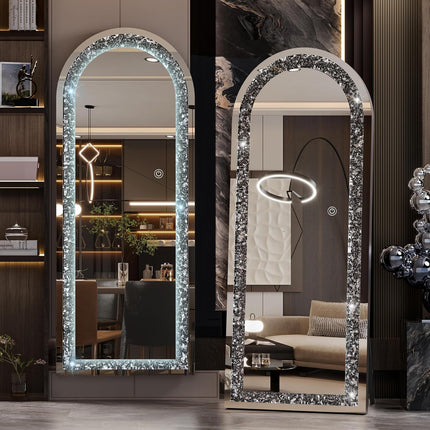 Alvy Full length Standing Floor Arch Crystal LED Mirror 4