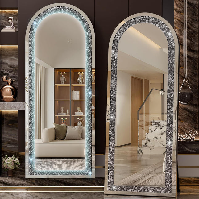 Alvy Full length Standing Floor Arch Crystal LED Mirror