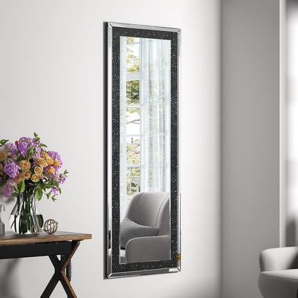 Alvy Full length Standing Floor Rectangle Black Crystal Mirror 5