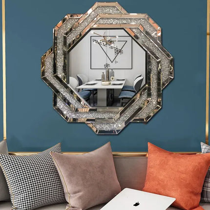 30 In Alyasha Round Crystal Mirror