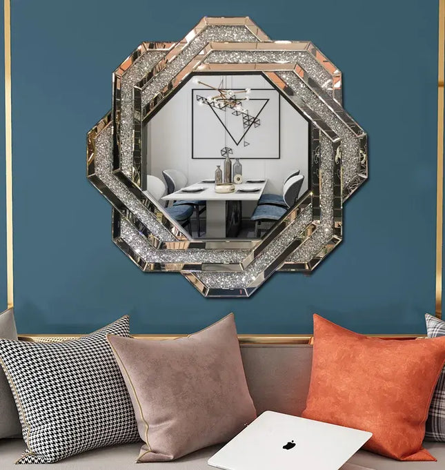 30 In Alyasha Round Crystal Mirror