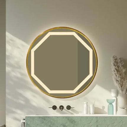 Anizoba Round Metal LED Wall Mirror with 3 Lights