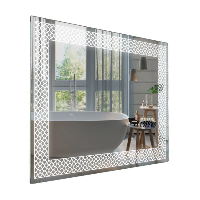 Baxton Rectangle LED Wall Mirror with 3 Lights