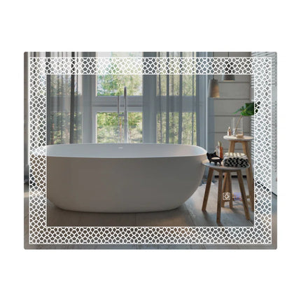 Baxton Rectangle LED Wall Mirror with 3 Lights