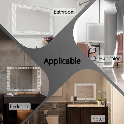 Baxton Rectangle LED Wall Mirror with 3 Lights 3
