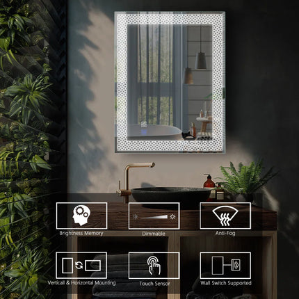 Baxton Rectangle LED Wall Mirror with 3 Lights 4