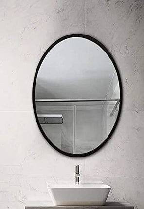 Black Oval Wood Mirror