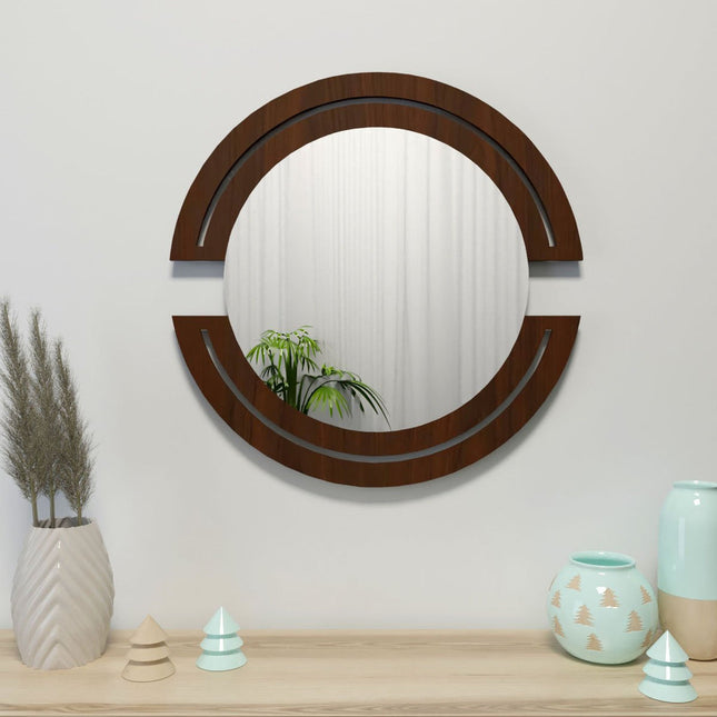 Brown Round Mirror
