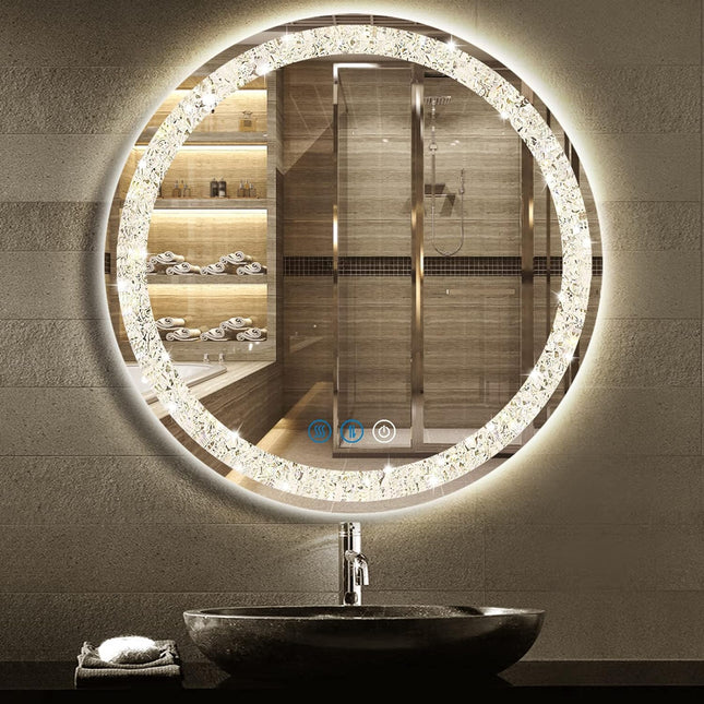 Casmer Crystal Round LED Mirror
