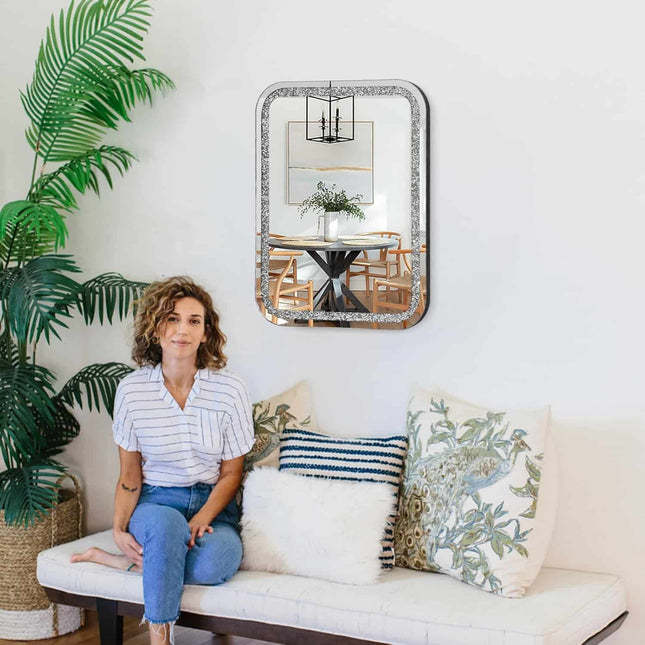 Casmer Curved Edge Rectangle Crystal Led Mirror