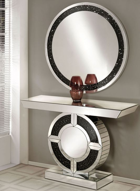 Colwell Round Shape Black Crystal Mirror