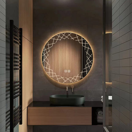 Crooked Round LED Bathroom Mirror (3 Led Lights)