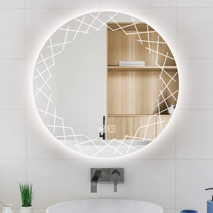 Crooked Round LED Bathroom Mirror (3 Led Lights)