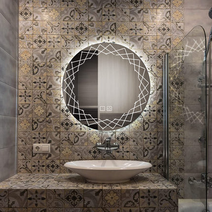 Crooked Round LED Bathroom Mirror (3 Led Lights)