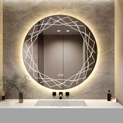 Crooked Round LED Bathroom Mirror (3 Led Lights)