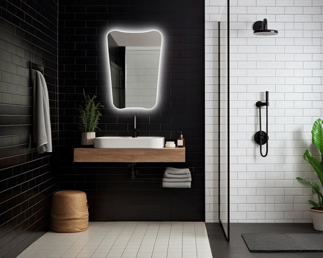 Basin Irregular LED Mirror with 3 LED Lights