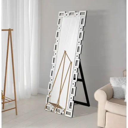 Ernesta Floor length Standing Rectangle Design Mirror (3)