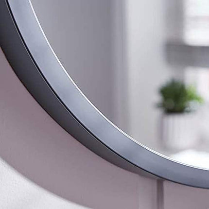 Grey Wood Round Wall Mirror 2