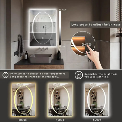 Holton Oval LED Mirror with 3 LED Lights 3