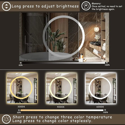 Holton Rectangle LED Mirror with 3 LED Lights 3