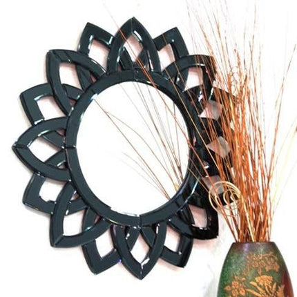 Kazbek Round Black Glass Modern Venetian Mirror design 4