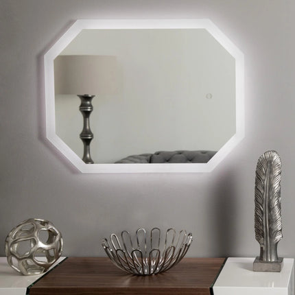 Kolby Octagonal Capsule Shape Frosted Edge LED Mirror 4