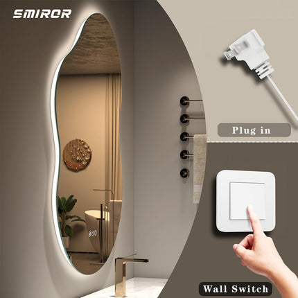 Lavina Irregular Design Led Mirror w Anti-fog