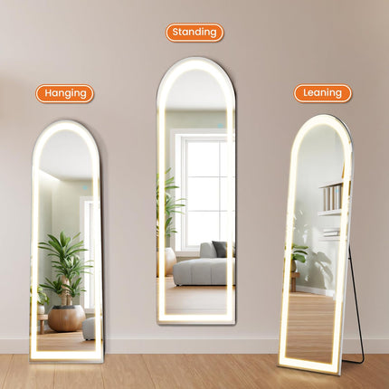 Led Full Body Mirror Arched Wall Mounted Free Standing Leaning 4