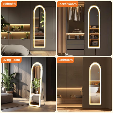 Led Full Body Mirror Arched Wall Mounted Free Standing Leaning 5