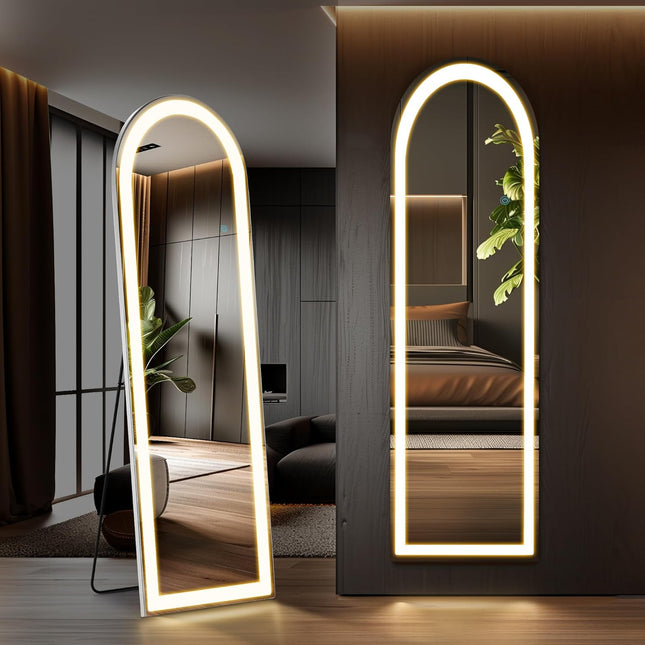 Led Full Body Mirror Arched Wall Mounted Free Standing Leaning