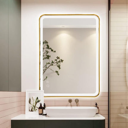 Liana Metal Gold Framed Rectangle LED Mirror 3