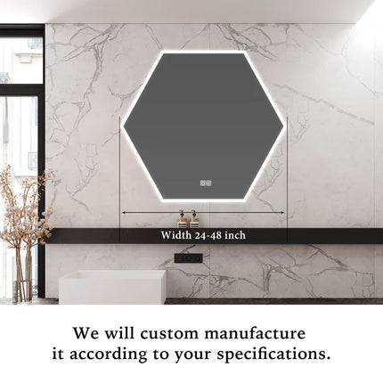 Neptune Hexagonal Shaped Edge Frosted Led Mirror with 3 lights 3