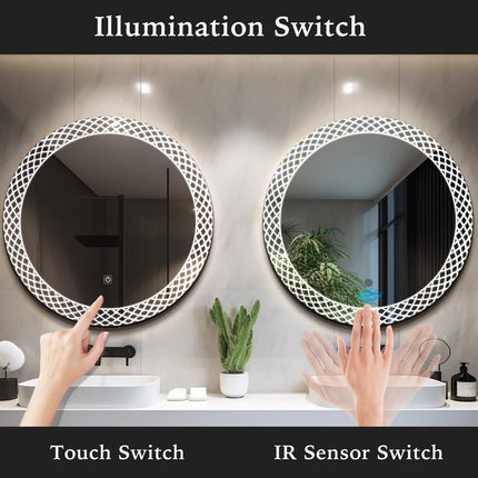 Niyan Round LED Mirror with 3 Lights