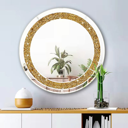 Noreen Gold Crystal Round Mirror