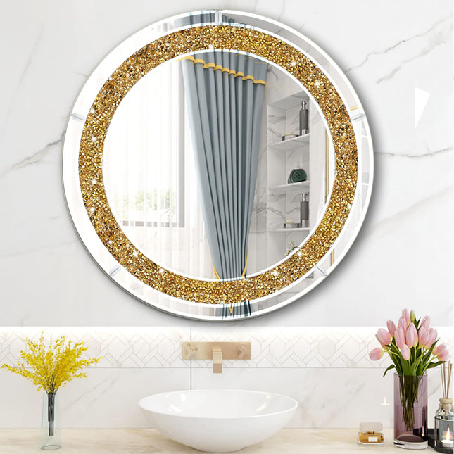 Noreen Gold Crystal Round Mirror 4