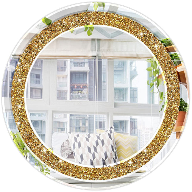 Noreen Gold Crystal Round Mirror 5