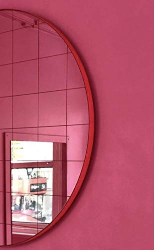 Red Wood Round Wall Mirror 2