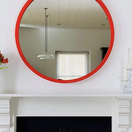 Black Wood Round Wall Mirror 24 In