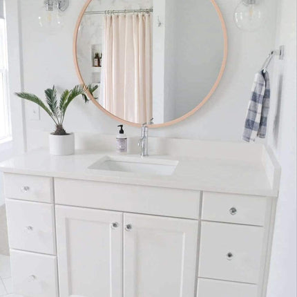pink Wood Round Wall Mirror