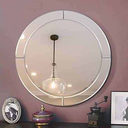 30 Inch Belevel Round Wood Mirror