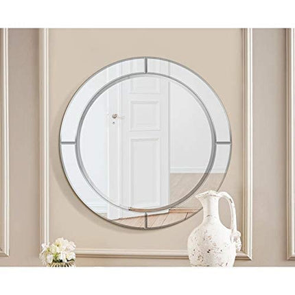 30 Inch Belevel Round Wood Mirror
