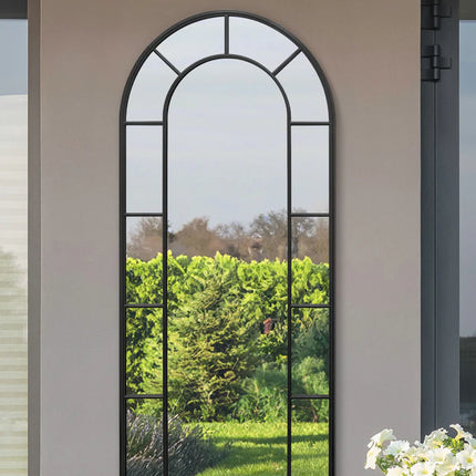 Saffiyah Standing Floor Wood Framed Arch Shape Mirror 5