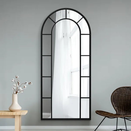 Saffiyah Standing Floor Wood Framed Arch Shape Mirror 2