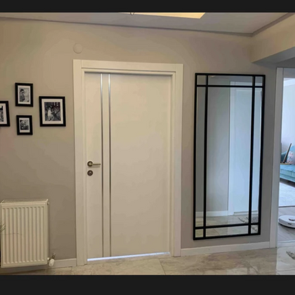 Saffiyah Standing Floor Wood Framed Rectangle Shape Mirror 3