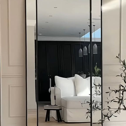 Saffiyah Standing Floor Wood Framed Rectangle Shape Mirror